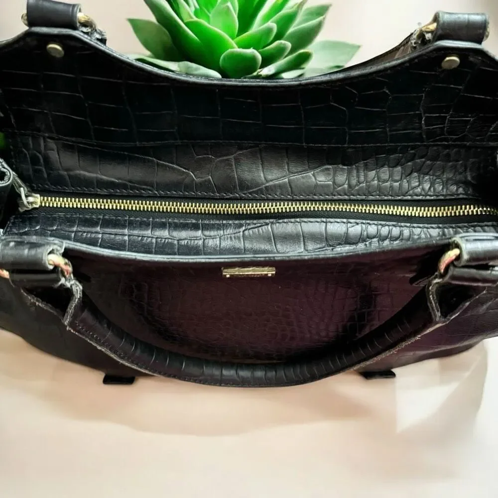 Kate Spade Black Embossed Leather Satchel